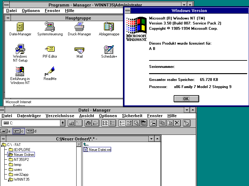 Bild zur Frage: Was war das Besondere an Windows NT 3.5?